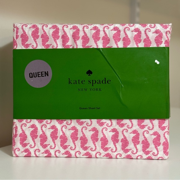 kate spade Other - Kate Spade Pink Seahorse Queen Sheet Set NEW